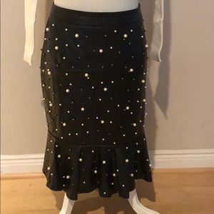 Mermaid leather skirt with pearl